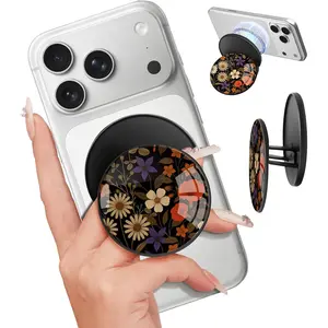 Phone Grip Compatible with Magsafe - Cell Phone Grip Stand  Ring Holder Finger Kickstand for  17 16 15 14 13 12 Series  Removable Accessories Cute Color Floral