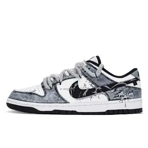 Nike Dunk Custom Sneakers: Gothic Deconstructed Low-Top Skate Shoes for Men and Women in Black and White Trending Shoes, House White Official Shoes to Get / Maison Mihara