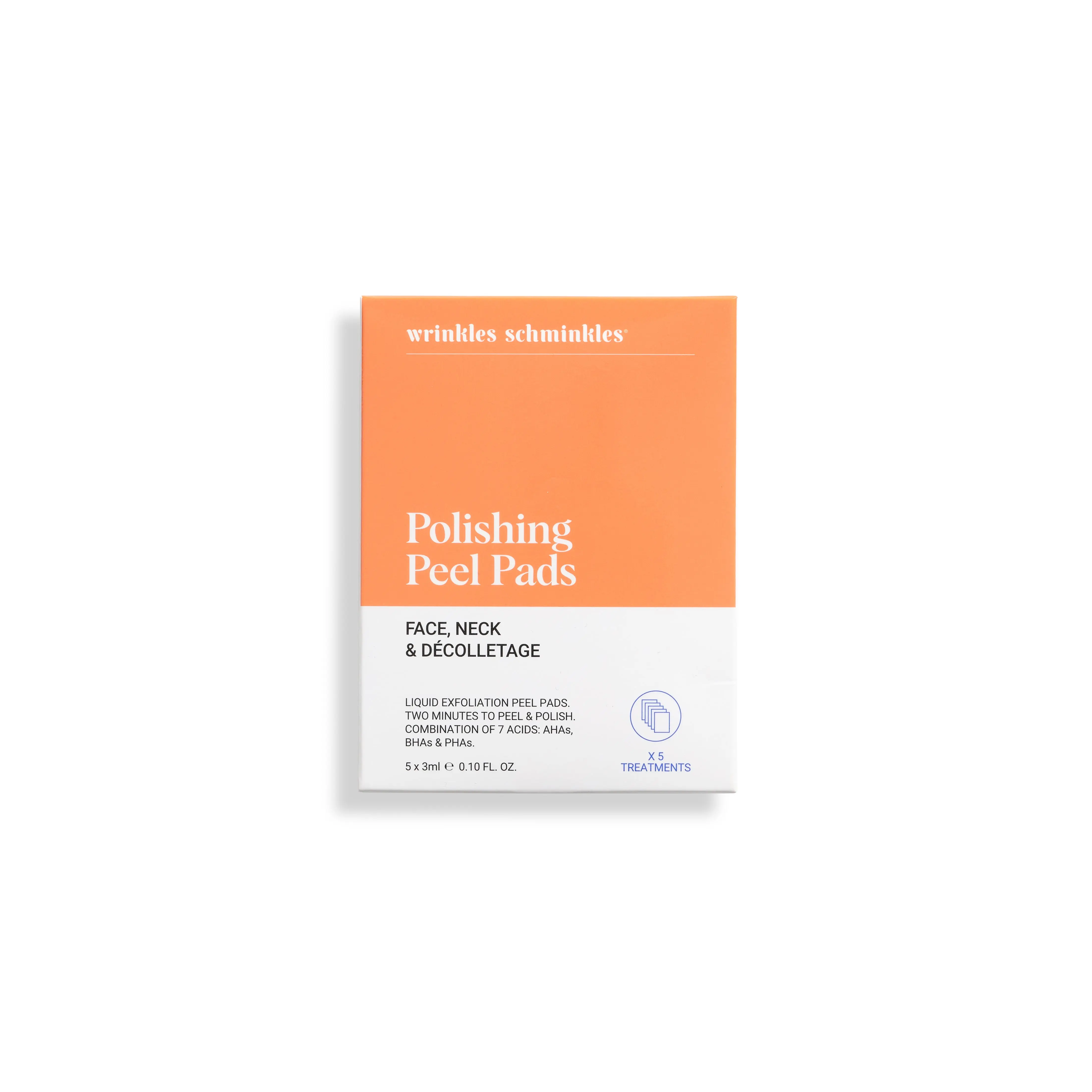 Face Neck & Décolletage Peel Pads - Set of 5 Towelettes with AHAs BHAs & PHAs for Exfoliation and Glowing Skin