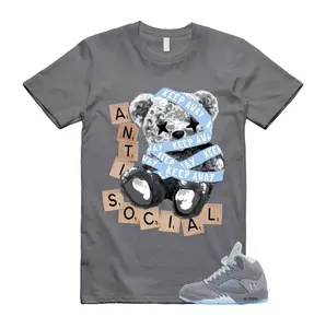 Charcoal Shirt Matching Wolf Grey 5 Sneaker, Wolf Grey Outfit Tee, Sneaker Matching Graphic Shirt, Casual Streetwear Cotton T-Shirt for Men Women