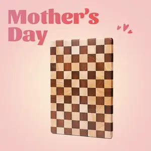 【NewYear2026】Cutting Boards for Kitchen, Checkered Cutting Board, Rubberwood Chopping Board with Non-Slip Feet, Large Butcher Block Serving Tray with Gift Box, 16" x 11" x 1.1",Valentine’s Day Gift