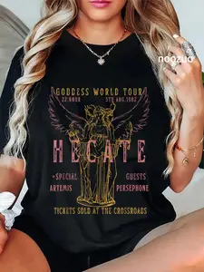 100% Cotton Hecate Distressed Band Greek Mythology Triple Goddess T-Shirt