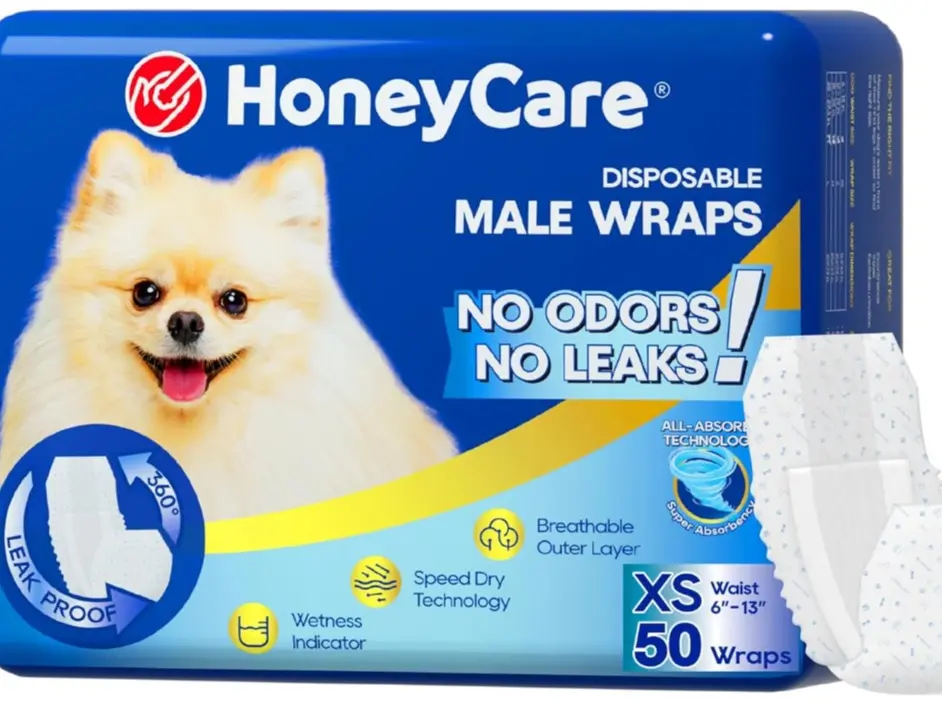 HONEY CARE All-Absorb A27 Male Dog Wrap, 50 Count, Extra Small HONEY CARE All-Absorb A27 Male Dog Wrap, 50 Count, Extra Small