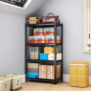 2000LBS 4-Tier Height-Adjustable Extra-Thick Carbon Steel Display Stand, Versatile Storage Rack For Glassware, Sculptures, Collectibles, Toys, Books & Cosmetics | Ideal Curio Cabinet/Bookcase For Game Rooms, Living Rooms, Bedrooms & Home Offices