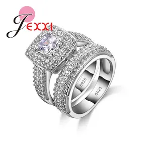 FASHION - Classcial 925 Sterling Silver Wedding Ring Sets For Women Bijoux For Lady Vintage Luxury CZ Crystal Jewelry Accessories