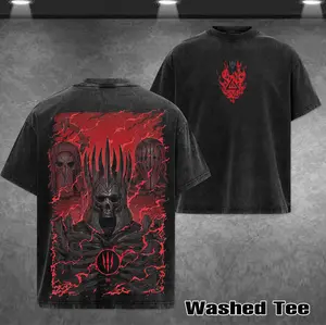Retro the witcher T-shirt, Retro Anime Double Printed Vintage Washed Tee Unisex Oversize Heavyweight Cotton T-shirt for Anime Fans and Lovers Oversized