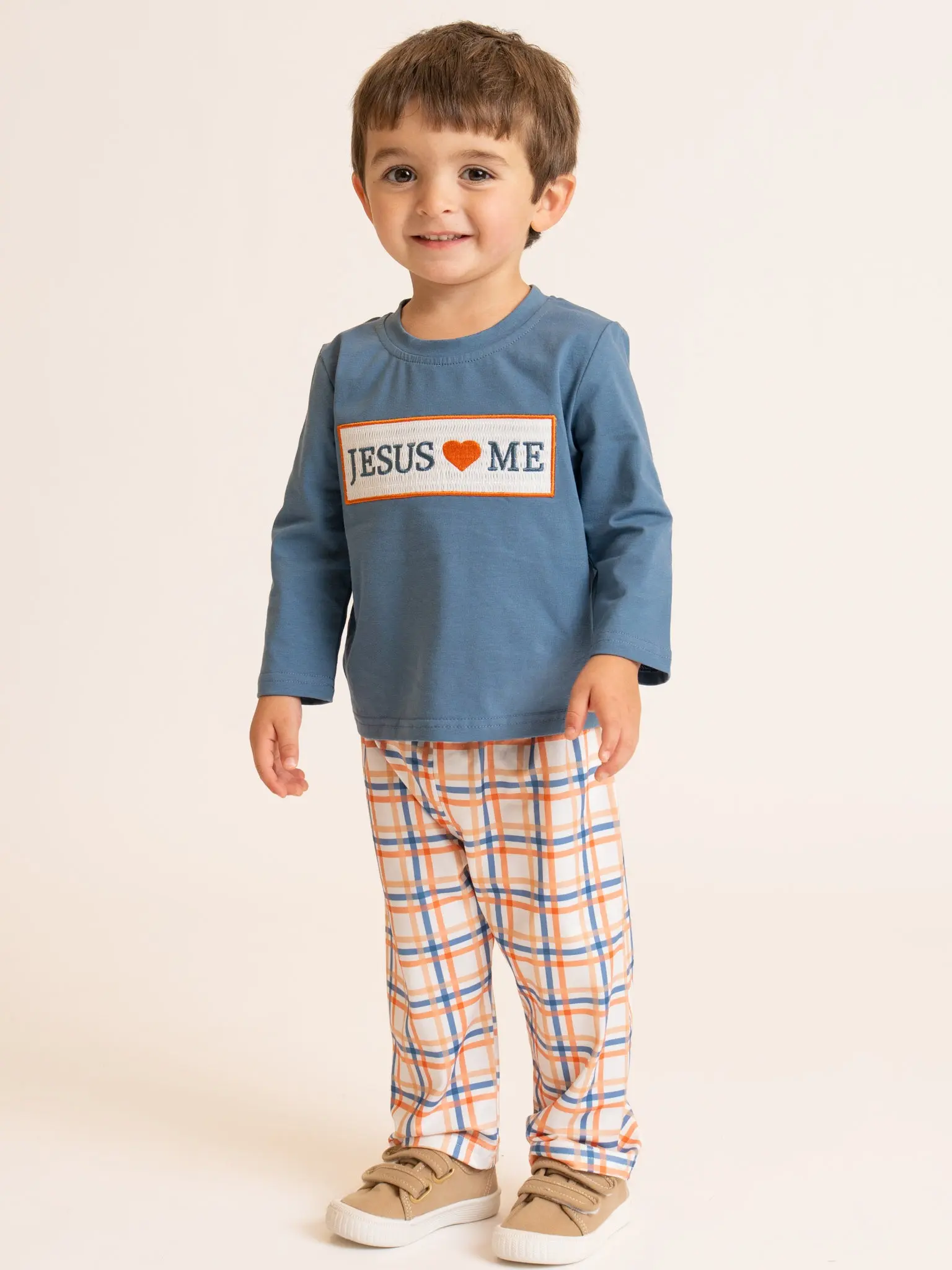 Graceful Plaid "Jesus Loves Me" Outfit