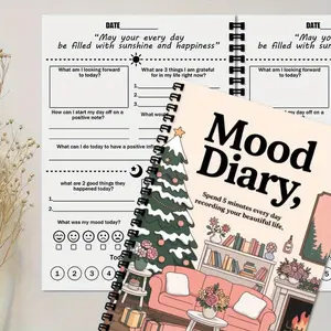 Mood Journal & Planner, Gratitude Journals - Minimalist Self-Care Planner, Spiral Bound, Soft Pink and Neutral Tones, Mental Health Tracking, Daily Mood Log, Cozy Home Decor Design - Perfect Gift for Women, Men - A5 Notebook, Suitable for Bullet Journals