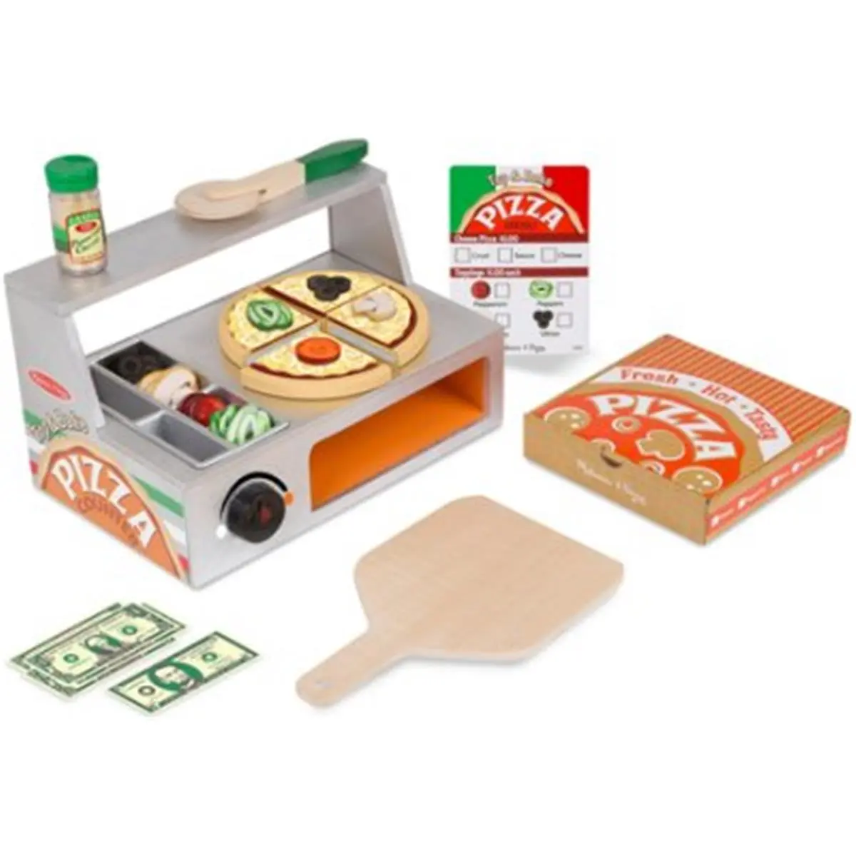 Melissa & Doug Top & Bake 41-Piece Pizza Counter Kitchen Toy - 3-4 Years Kids' Accessory, Includes Oven, Pizza Box, Toppings, Adds to Child's Pretend Play Kitchen, Inspires Pretend Play