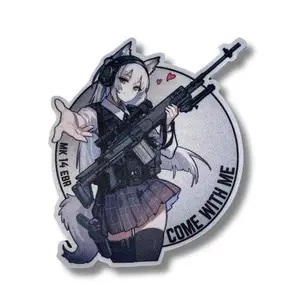 Anime Tactical Sticker, Anime Velcro Patch - MK 14 EBR - Come With Me Decal for Laptop, Water Bottle, Car, Gamer Gift