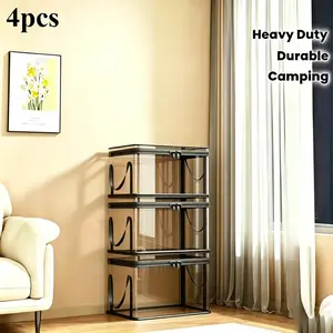 Large Heavy-Duty Thick Plastic Clear Storage Box with Hinged Lid, Durable Large Capacity Organizer for Home, Travel, Camping, Attic, Moving, Transparent Plastic Storage