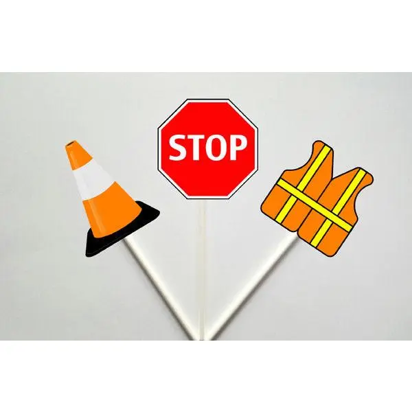Construction Cupcake Toppers, Construction Party Cupcake Toppers, Construction Sign Cupcake Toppers (33017301P)