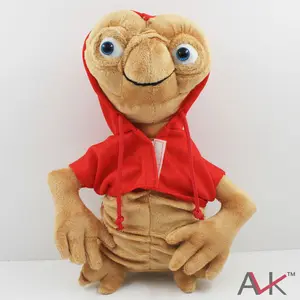 ET Extra Terrestrial Alien Soft Stuffed Plush Doll with Hoodie Anime Cartoon Collection Toy Red Grey Approx 28cm/11"