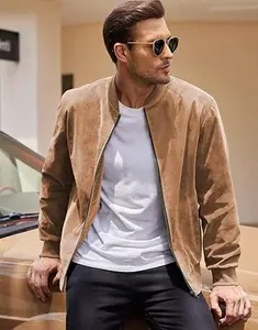 COOFANDY Men's Casual Sports Jacket Retro Lightweight Suede Baseball Jacket, Fashionable Street Style Jacket, Suede Fabric Fashionable Comfortable Jacket, Men's Top Coat, Men's Jacket Coat