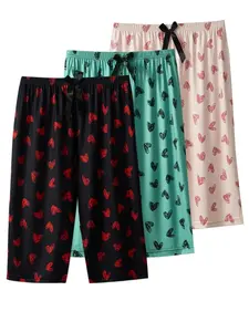 Women's Summer Sleepwear Set, Pajama Set, Loose Fit All-Over Heart Print Pattern Design, Thin Lightweight Comfortable Home Wear, Casual Daily Use, Loungewear