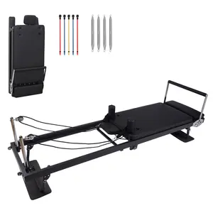Pilates Reformer Machine 77.5 in Foldable Pilates Equipment for Home Gym Workout,Adjustability Pilates Workout Equipment with Resistance Ropes for Advanced and Beginners
