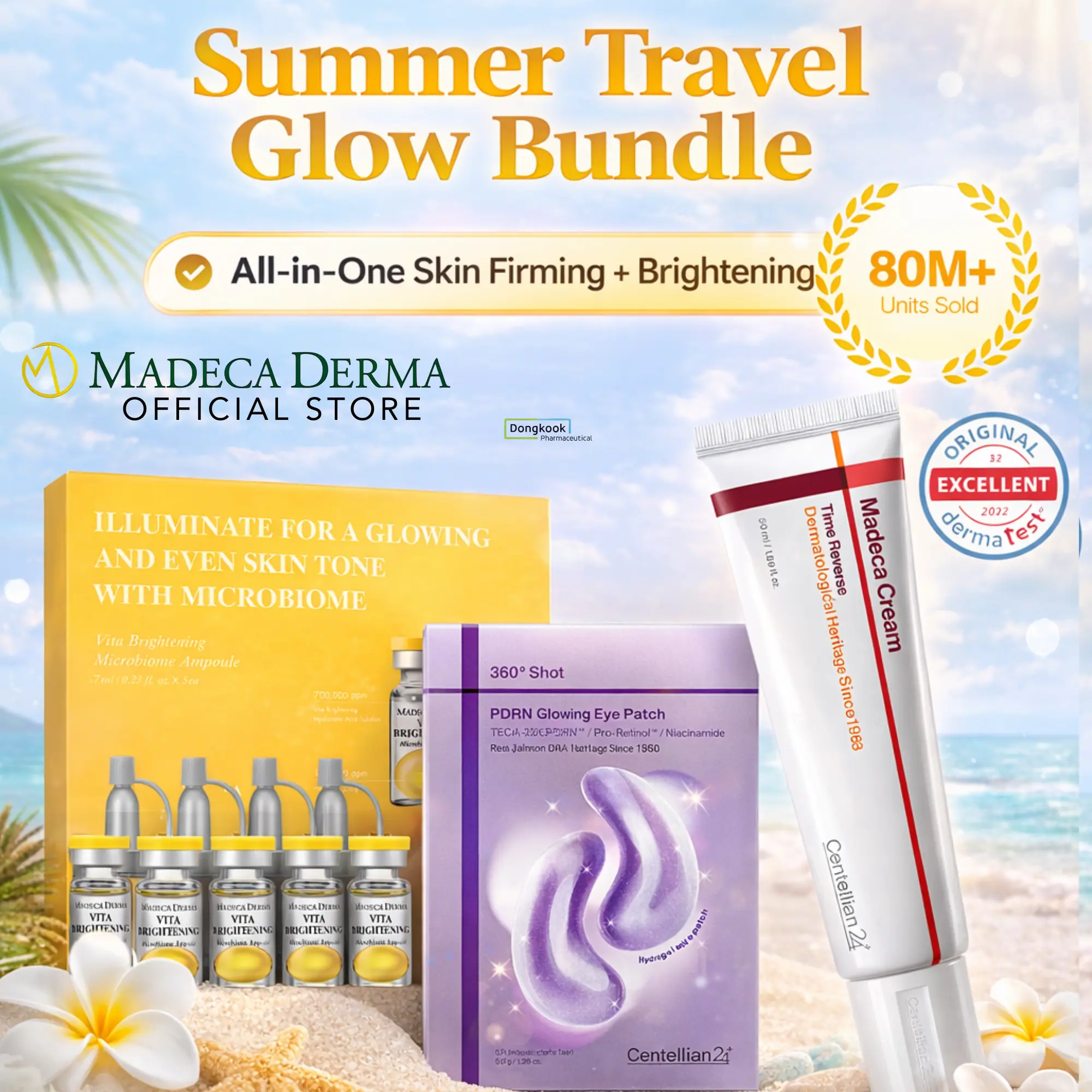 Summer Travel Glow Bundle | PDRN Eye Patches + Time Reverse Madeca Cream + Vita Brightening Microbiome Ampoule