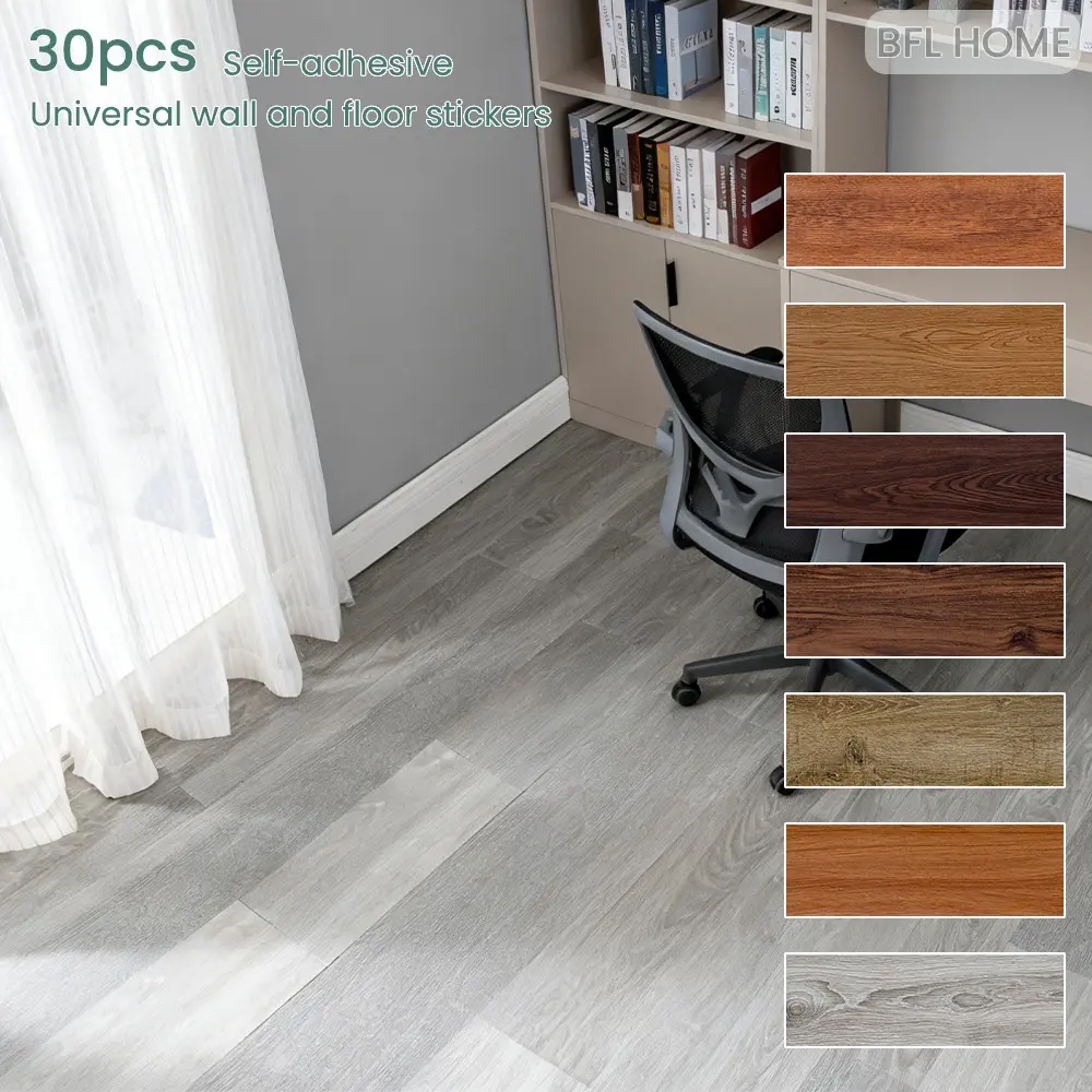 30pcs self-adhesive vinyl base board stickers, covering 2㎡ three-dimensional wood grain, thickened wear-resistant material, suitable for Living room, floor renovation and wall decoration, peel and paste, DIY creative splicing, easy to clean