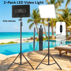2 Pack 10" LED Selfie and Fill Lights with 63" Adjustable Tripod Stands, Dimmable Three Color Modes for Video Recording, Makeup Tutorials, Product Photography, Live Streaming, Vlogging and Home Office Setup #Summer Wins#Fathersdaygift