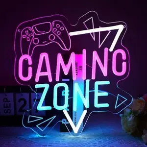 Gaming Zone Dimmable LED Neon Sign - USB-Powered Artwork, Illuminated, Letter-Shaped Novelty Lighting for Wall Decor, Artwork Novelty Lighting
