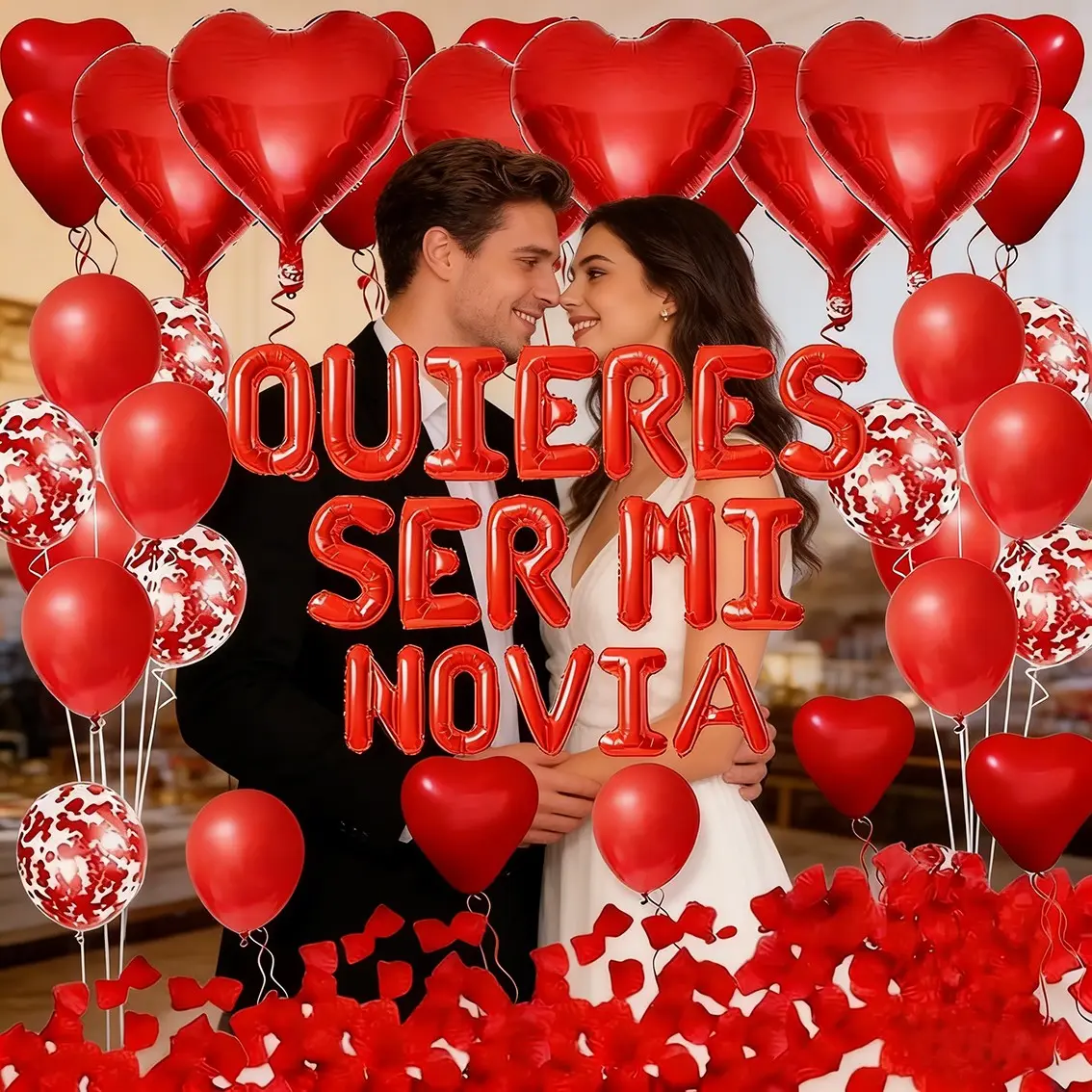Spanish Proposal Balloons Set, Balloon Decorations, 16 Inch 'quiere'se Mi Novia' Valentine's Day Romantic Decoration, Aluminum Foil Proposals