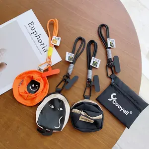 [Longsheng] Outdoor travel portable soft mini schoolbag earphone lipstick storage change bag new bucket hat portable short rope lanyard backpack pendant