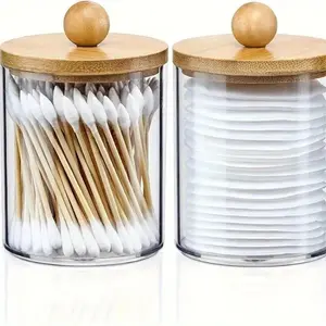1PC Transparent storage box, creative cotton swab storage can, Organiser Canister, square shape, Refillable Jar