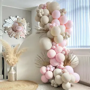 102 Piece Pink Beige Balloon Garland Arch Kit, Balloon Arch Backdrop, Birthday Decorations Balloons, Rustic Wedding Baby Shower Baptism Party Decoration