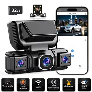 [FOXGOD] 360° Dash Cam for Car - 4 Channel Recording, Night Vision · 3.16" IPS Screen with WiFi · G-Sensor, Parking Mode, Video Capture - Free 32GB Card | The Best Gift to Give to A Friend
