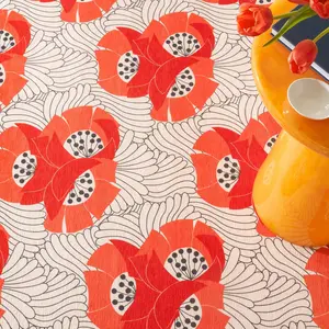 Japanese Poppy Multi Machine Washable Rug 2x3