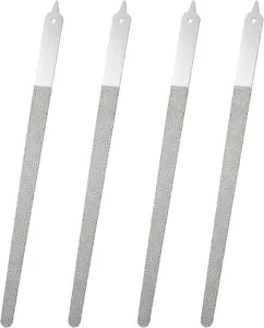 4 Pack Diamond Deb Nail File - Double Sided Stainless Steel Metal Nail Filer for Natural Nails - Professional Manicure Pedicure Tool with Sharp Tip for Women Men (6 Inch)