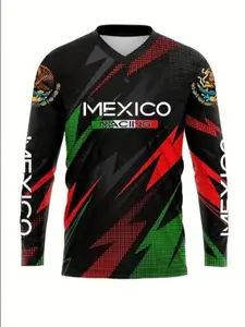 Men's Long Sleeve V-Neck Loose-Fitting Sportswear, Cyclist Jersey, Sporty Jersey, Cycling Shirt, Sportswear Top, Ideal for Cycling & Motorcycle Racing, Casual Wear for All Seasons