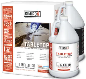 Simiron Table Top Epoxy Resin and Hardener Kit, Protective Coating for Countertops, Dining Tables and Wood Furniture, Crystal Clear, 1 Gal.