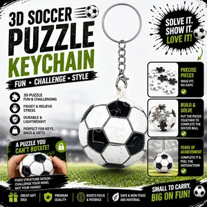 Football Theme 3D Puzzle Keychain, Creative Gift for Couples, Friends, Classmates, Fun Assembly Football Keychain, 3D Ball-Shaped Pendant
