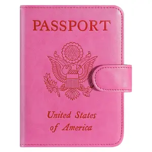 Holder Cover Wallet Leather Card Case Travel Accessories for Women Men (Pink)