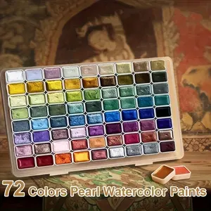 72-color pearlescent watercolor paint set Watercolor Painting Supplies - bright shining, professional coverage, light fastness - flash solid pigment