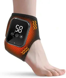 Cordless Ankle Massager with Heat, Ankle Heating Pad for Pain Relief &Circulation,Rechargeable Heated Foot Brace Wrap, 3 Vibration and Heating Modes,Auto Shut Off