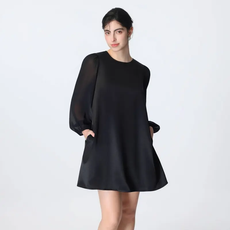 high neck long sleeve wedding guest dress H1554 main image 0