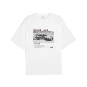 PUMA Mens Porsche Legacy Graphic Crew Neck Short Sleeve Casual Tops Casual - White