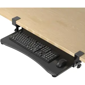Keyboard Tray Under Desk Pull Out with C Clamp Mount, Computer Keyboard & Mouse Tray, 25.6 (30 Including Clamps) x 11.8 inch Slide-Out Platform Computer Drawer for Typing, Black, DSF1