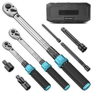 8-Piece Professional Torque Wrench Set – 1/4" 3/8" 1/2" Drive Click Tools with ±3% Accuracy, 72-Tooth Ratchet, Dual Scale (45-221 in.lb / 7-45 ft.lb / 30-160 ft.lb) for Bike/Moto/Car Repair Black Friday Deals