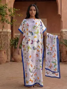 Women's Butterfly Print Shawl Set, Long Dress Wrap Scarf, Beach Sun Protection Coverup, All Seasons Fashion Accessory, Swimwear Cover Up, Beach Coverups, Summer Coverup, Swimsuit Coverup