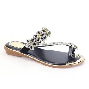 DF9683 WOMAN SANDAL OPEN TOE CROSS STRAP WITH FLOWER DESIGN