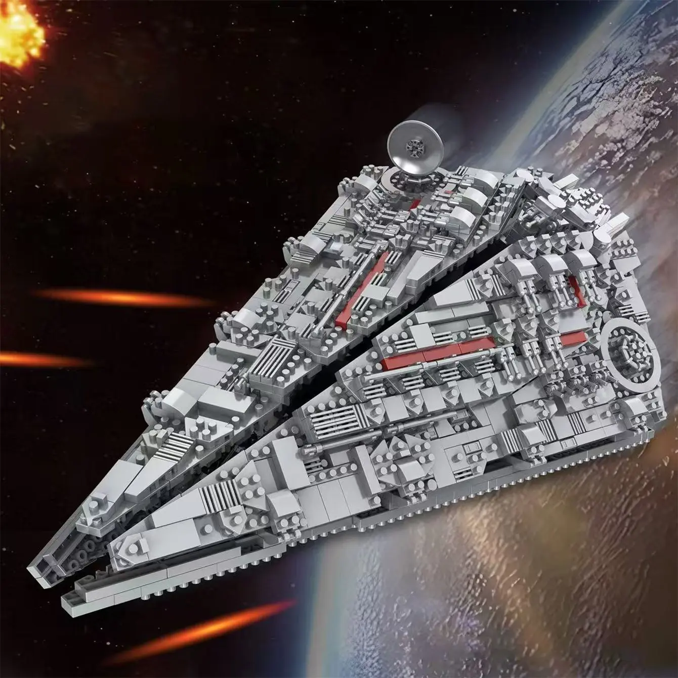 Starship Destroyer Building Block Display Piece, Precision Assembly, Diy Building Model, Epic Space Sci-Fi Details, Educational Puzzle Toy, Trendy Gift, Block Set, Building Block Sets, Building Kit, Building Blocks Model, Model Building Kits