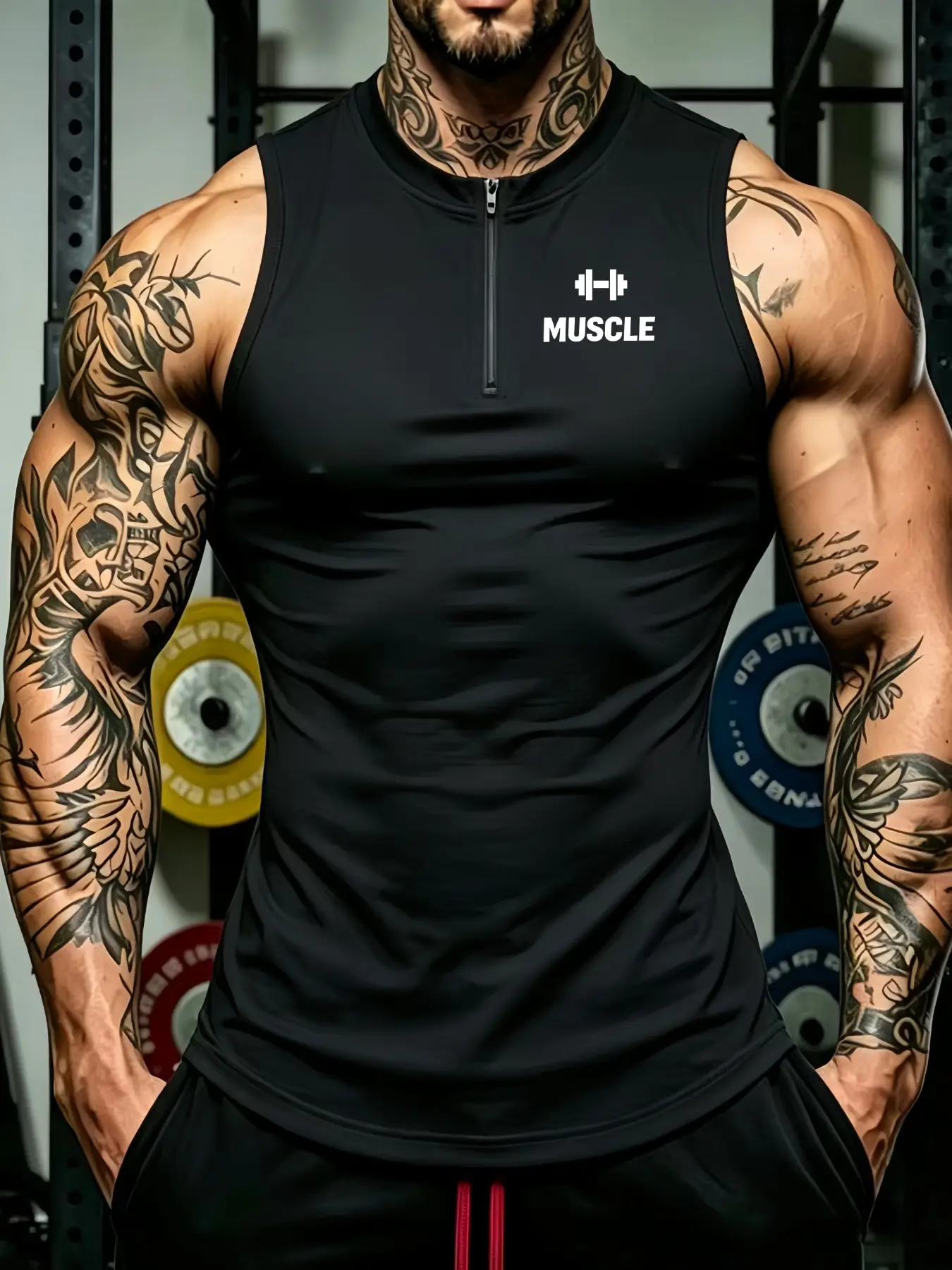 Men's Fitness Top, Casual Running Quick-Dry Breathable Tight Fit Athletic Tank Top, Sleeveless T-Shirt for Workout Training, Night Run, Daily Wear, Sleeveless Activewear Vest