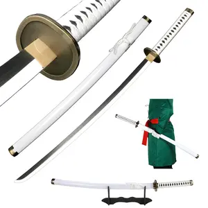 41 inches Anime Bamboo Wooden Roronoa Zoro Sword Cosplay Wado Ichimonji with Belt & Holder Stand Display for Halloween Cosplay Role Playing Collection