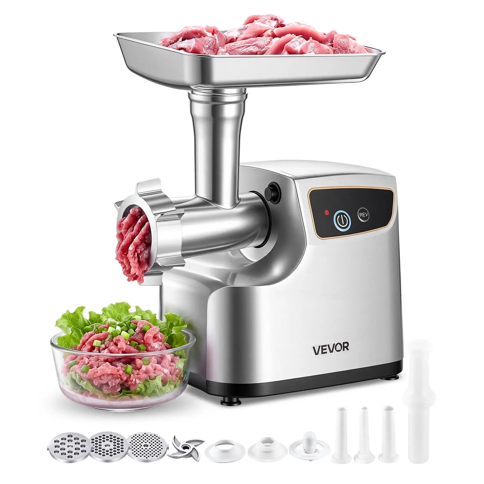VEVOR Electric Meat Grinder, 5 Lbs/Min Capacity, #8 Meat Mincer with 3 Grinding Plates, 3 Sausage Stuffing Tubes & Kubbe Kit, 700W/0.77HP Sausage Stuffer Maker for Home Kitchens, ETL Listed,techvibes