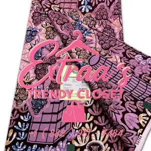 Extraa's Trendy Closet Grand Super Wax Maji ya Pili Authentic African Fabrics 6 Yards Premium Quality Vlisco Fabric for Custom Dresses & Accessories