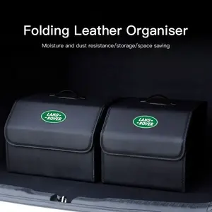 Car Emblem Leather Trunk Storage Box Portable Foldable Multiuse Organizer Bag Tool Car Storage Organizers Multifunctional Organizer Auto Interior Accessories, Car Organization Supplies For Land Rover, Land Cruiser