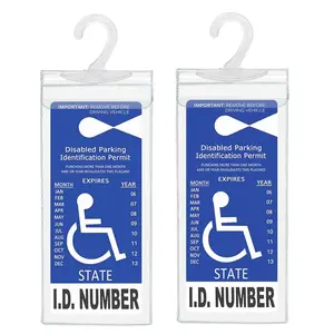 Handicap Parking Placard Holder, Ultra Transparent Disabled Permit Protective Cover with Large Hanger by Tbuymax, Car Accessories (Set of 2)